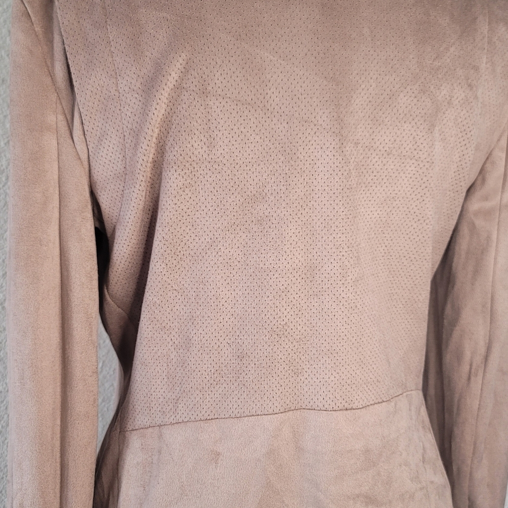 Market And Spruce Faux Suede Motorcycle Jacket Camel Size Small - Picture 6 of 11